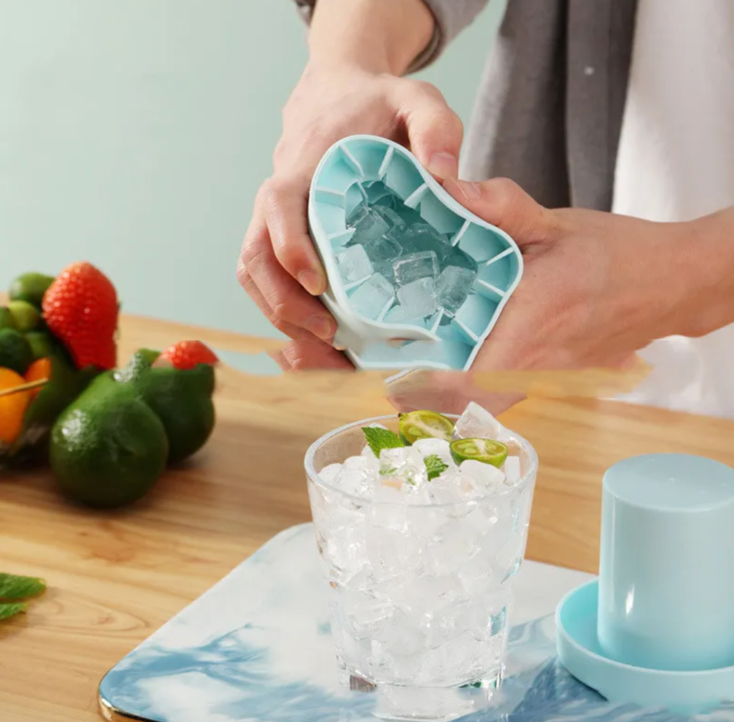 Portable 2-in-1 Ice Bucket and Cube Maker